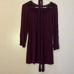 Banana Republic | Scoop neck tunic w/belt tie at waist wine/purple womens size M